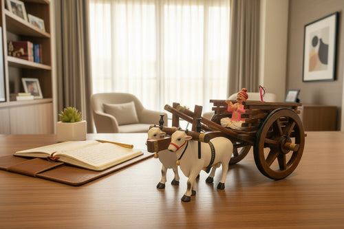 Teak Wooden Bullock Cart - Medium size